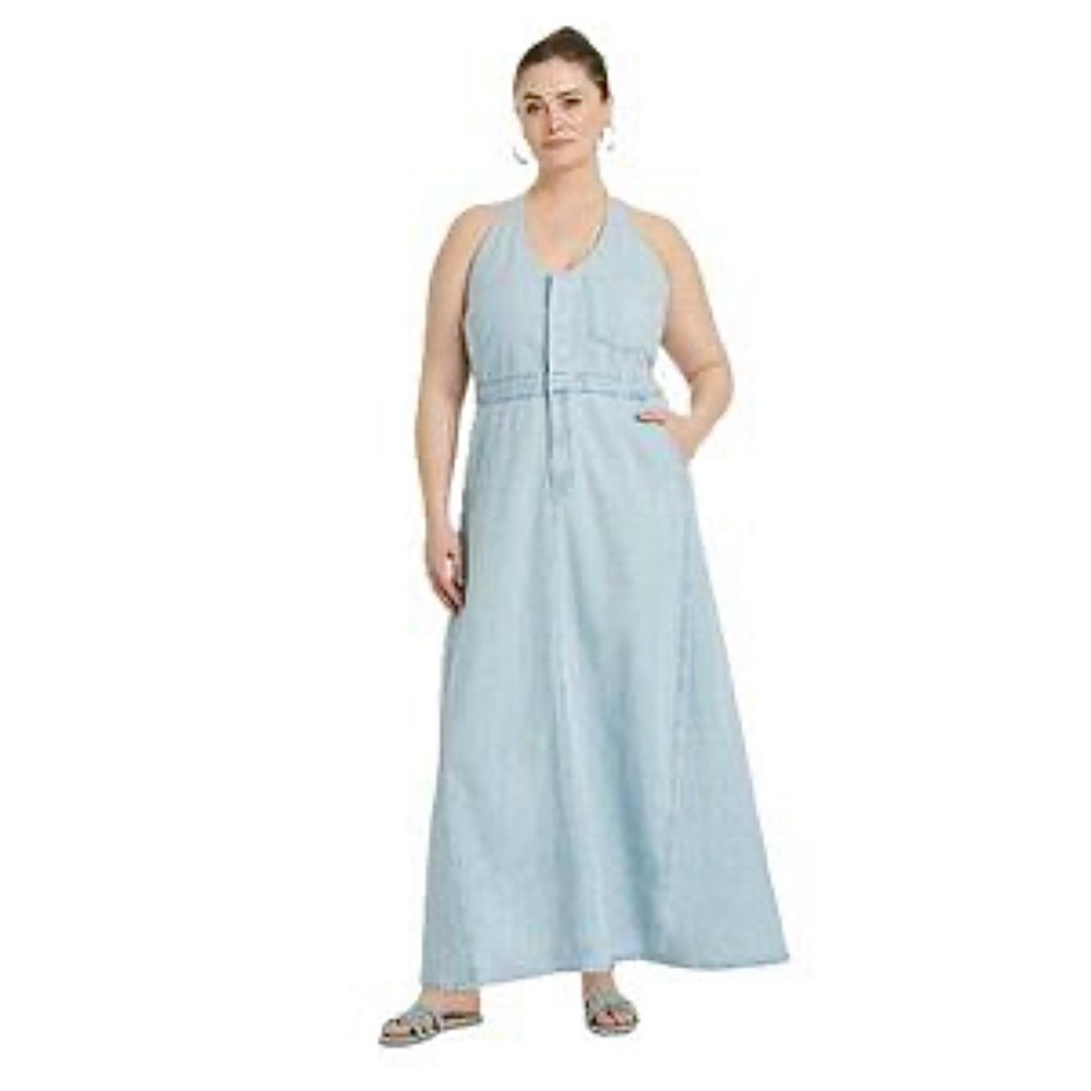 NWT Universal Thread light Blue Halter Maxi Dress Sz 17